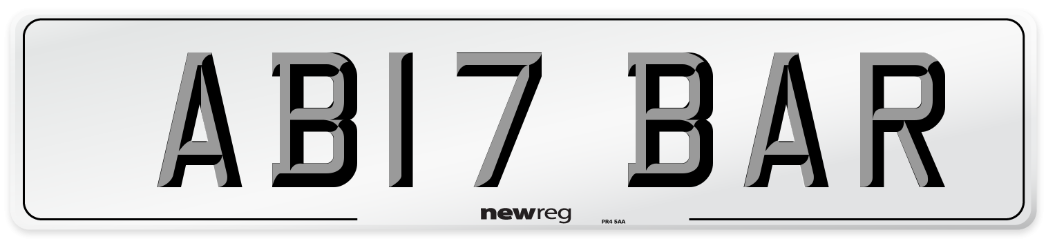 AB17 BAR Front Number Plate