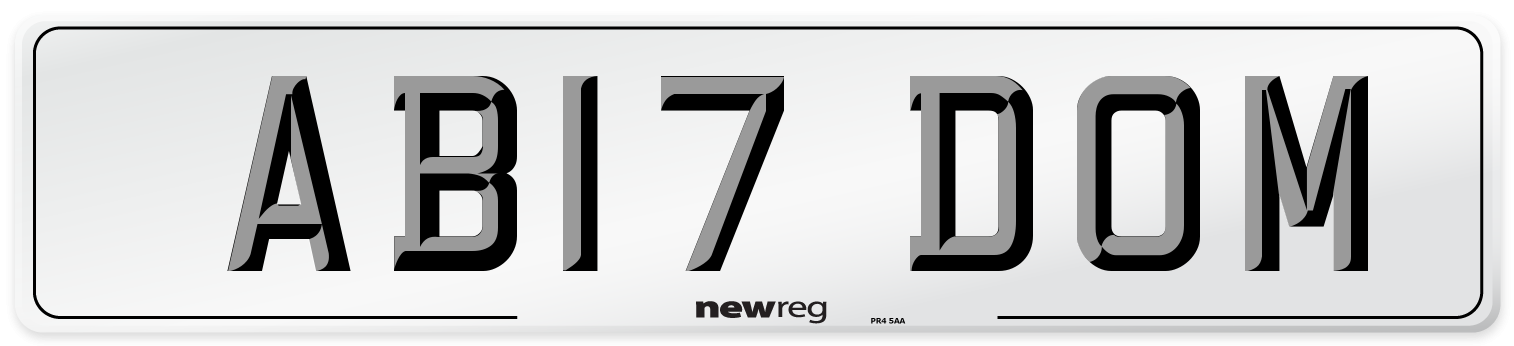 AB17 DOM Front Number Plate