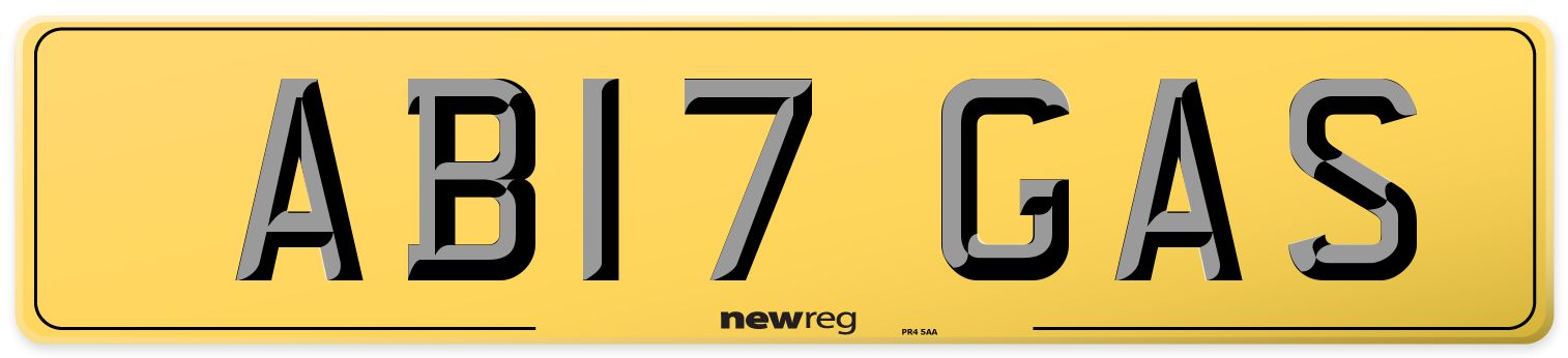 AB17 GAS Rear Number Plate