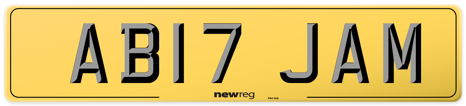 AB17 JAM Rear Number Plate