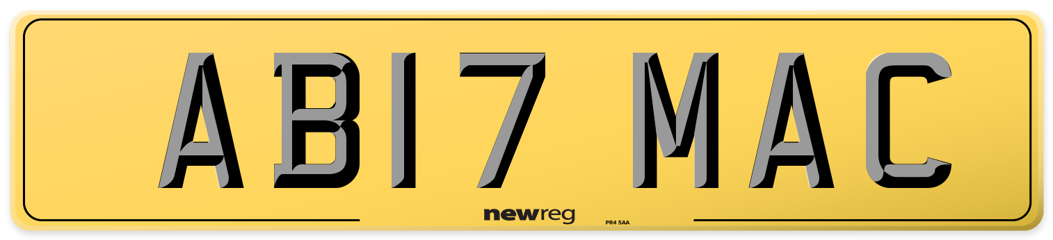 AB17 MAC Rear Number Plate