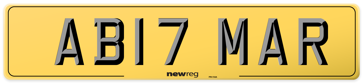 AB17 MAR Rear Number Plate