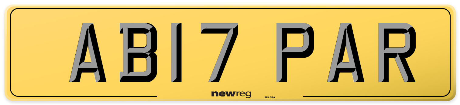 AB17 PAR Rear Number Plate