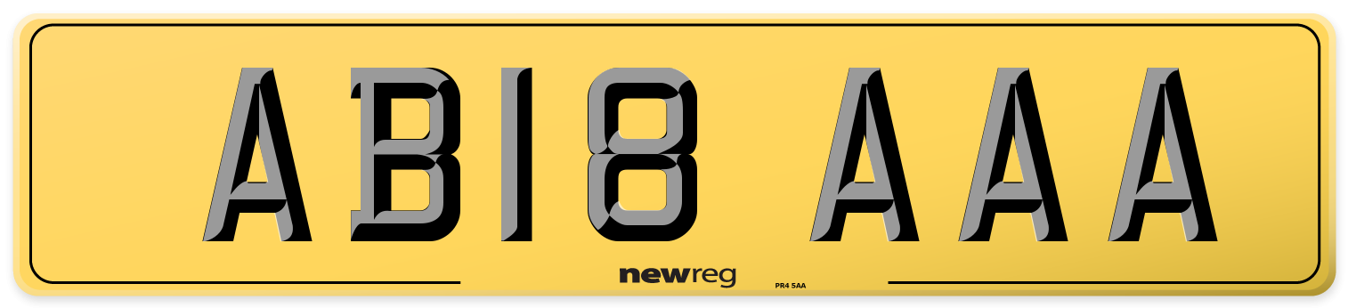 AB18 AAA Rear Number Plate