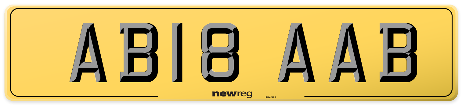 AB18 AAB Rear Number Plate