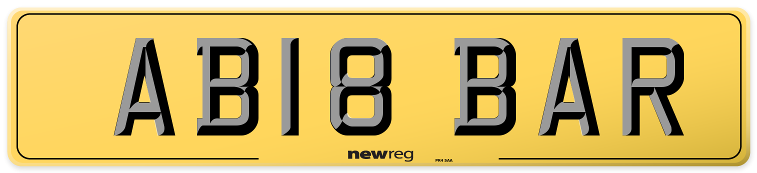AB18 BAR Rear Number Plate