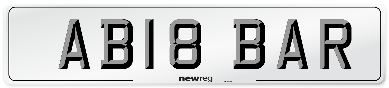 AB18 BAR Front Number Plate