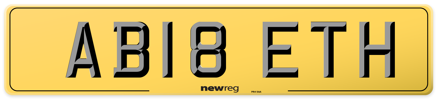 AB18 ETH Rear Number Plate