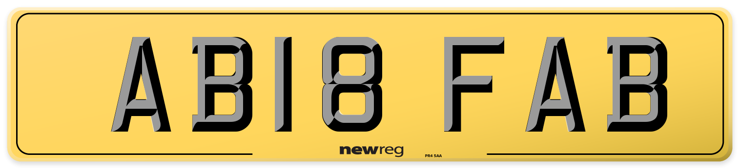 AB18 FAB Rear Number Plate