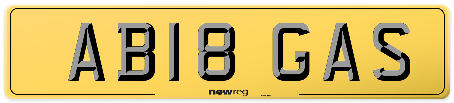 AB18 GAS Rear Number Plate