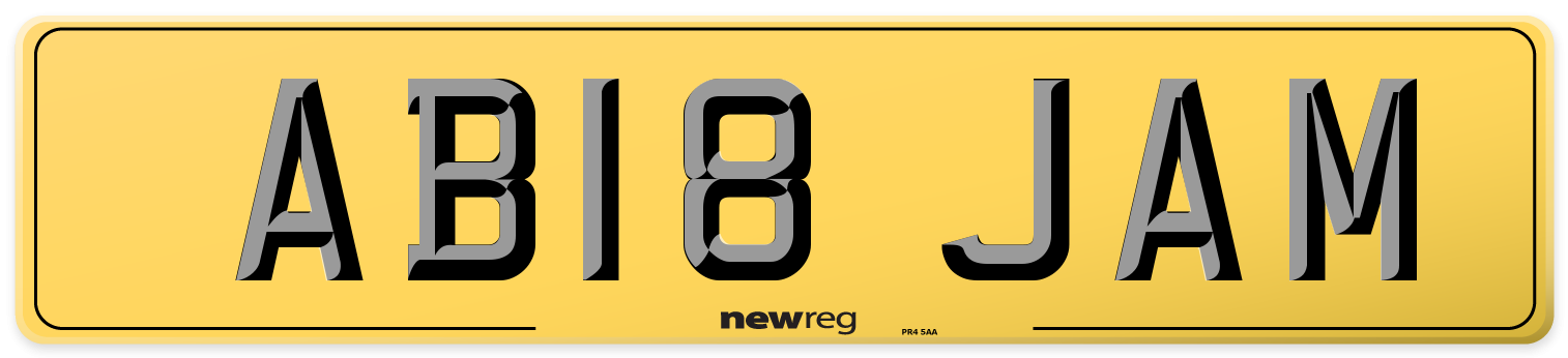 AB18 JAM Rear Number Plate