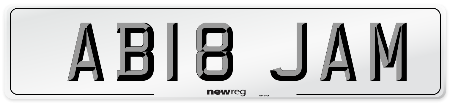 AB18 JAM Front Number Plate