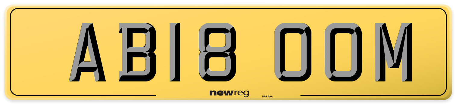AB18 OOM Rear Number Plate