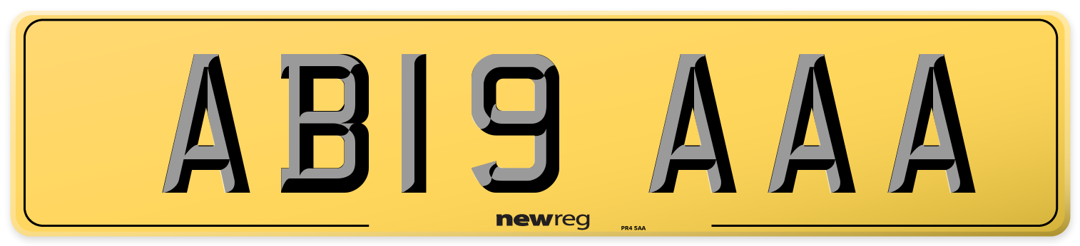 AB19 AAA Rear Number Plate