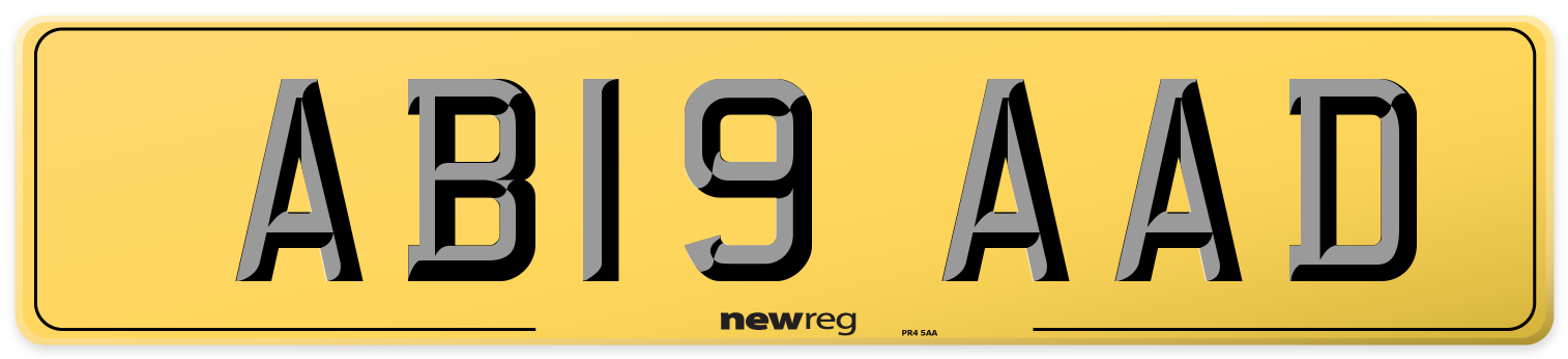 AB19 AAD Rear Number Plate