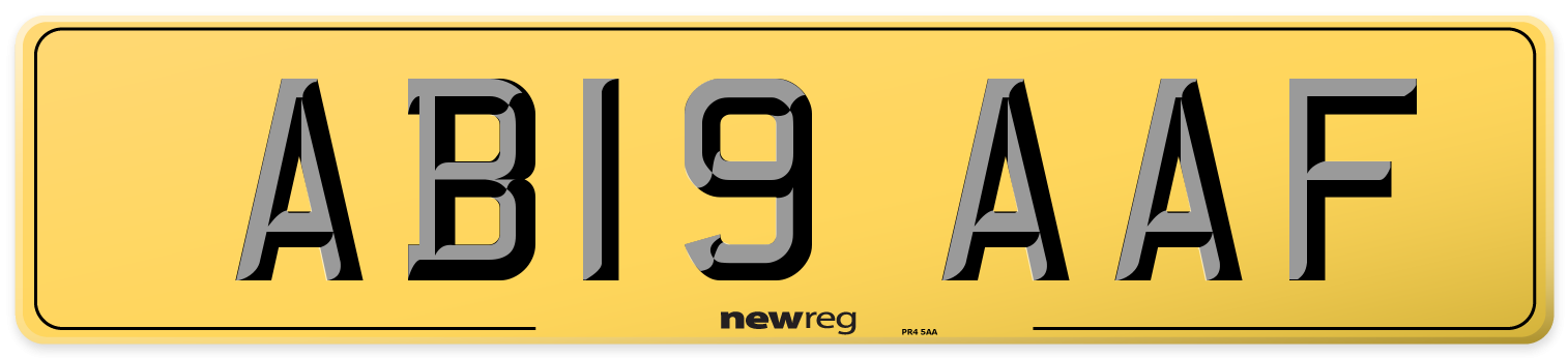AB19 AAF Rear Number Plate