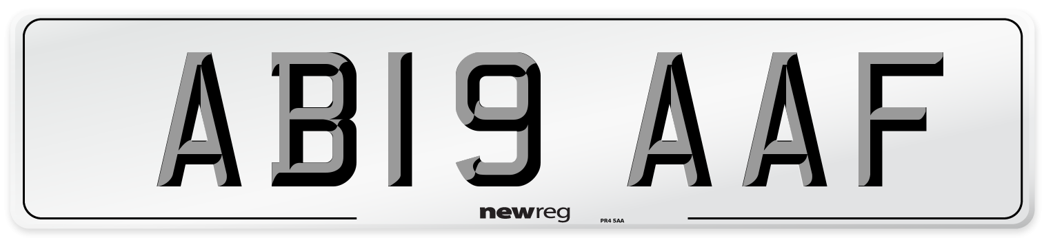 AB19 AAF Front Number Plate