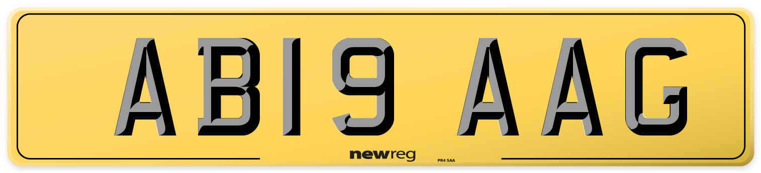 AB19 AAG Rear Number Plate