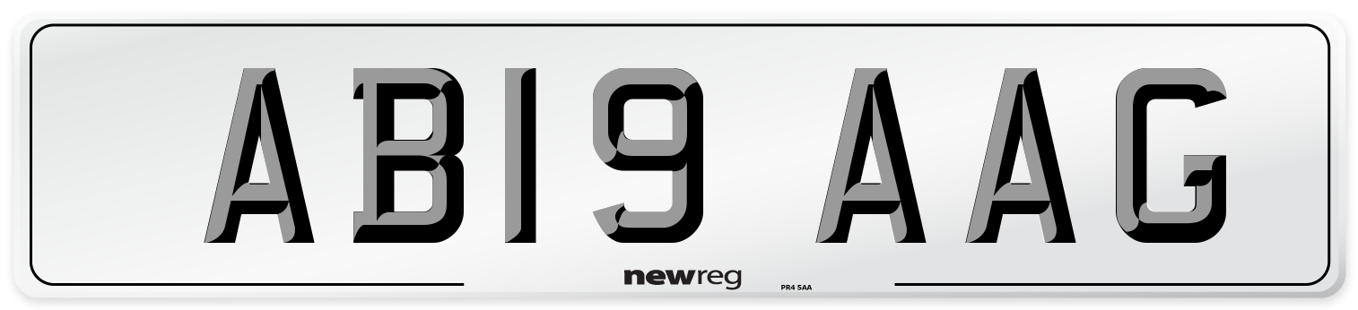 AB19 AAG Front Number Plate