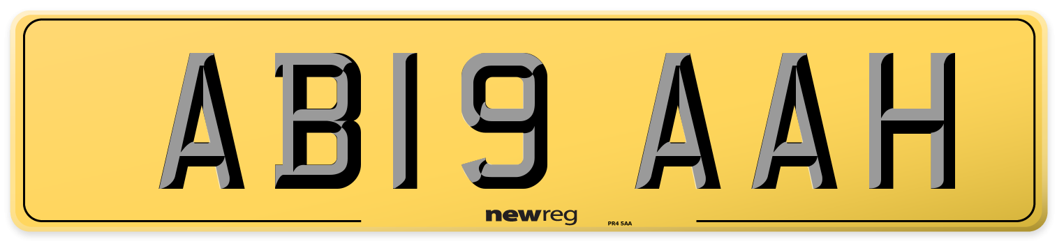 AB19 AAH Rear Number Plate