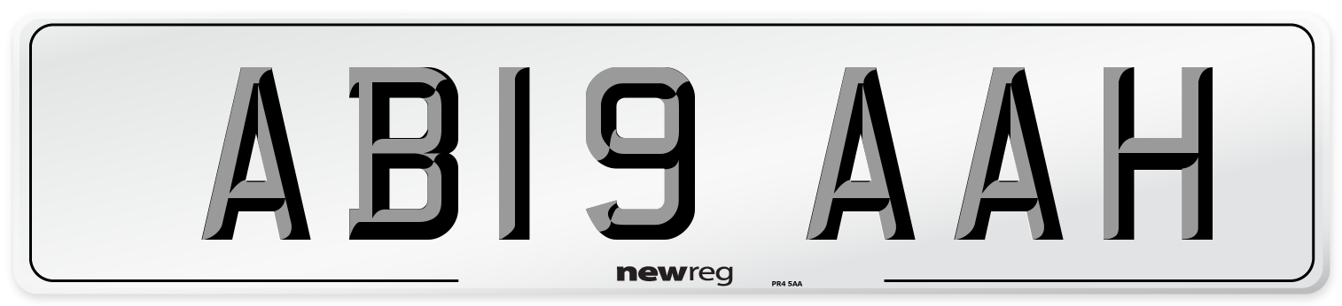 AB19 AAH Front Number Plate