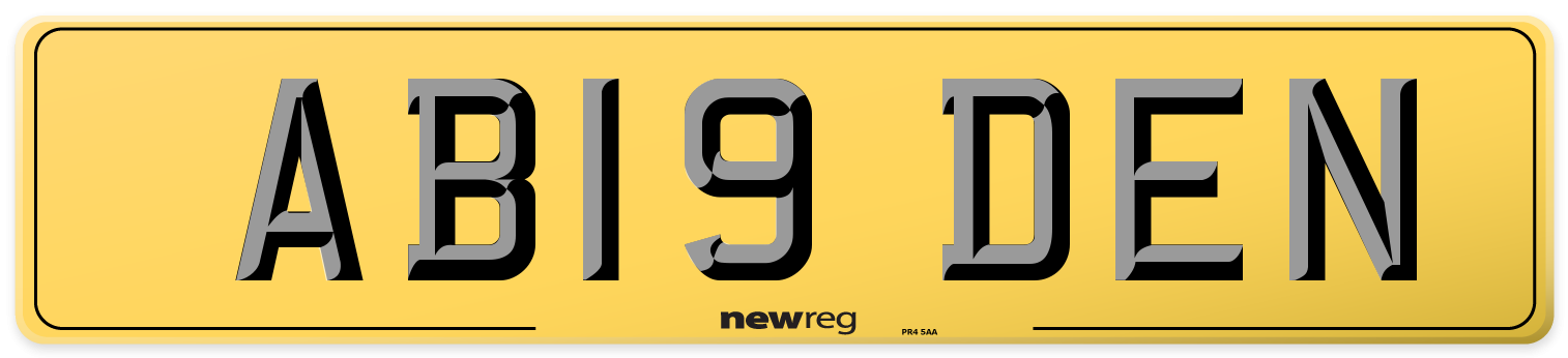 AB19 DEN Rear Number Plate