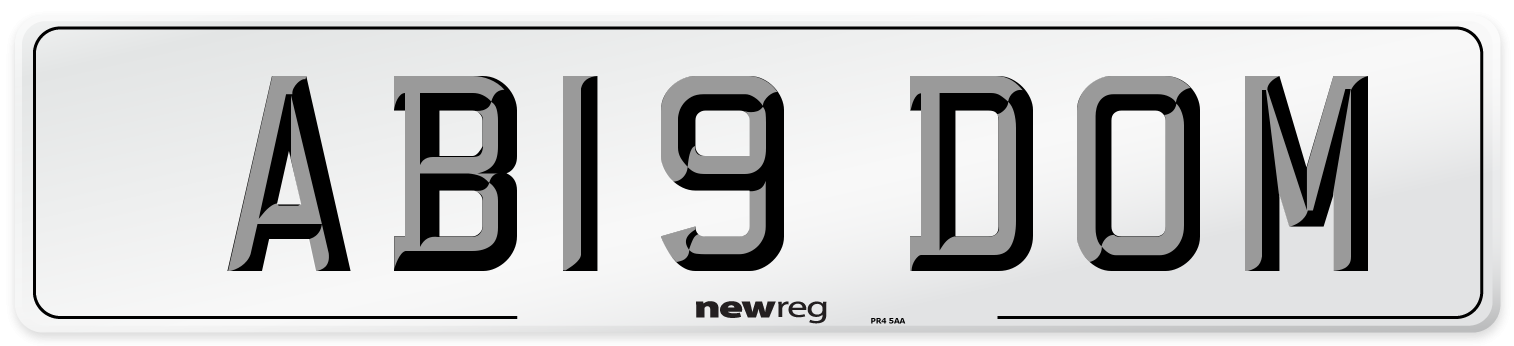 AB19 DOM Front Number Plate