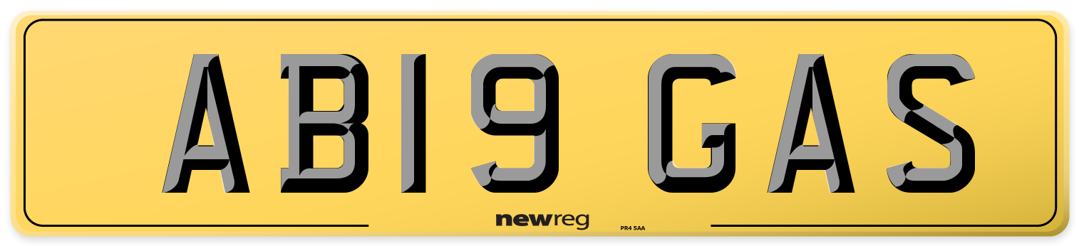 AB19 GAS Rear Number Plate