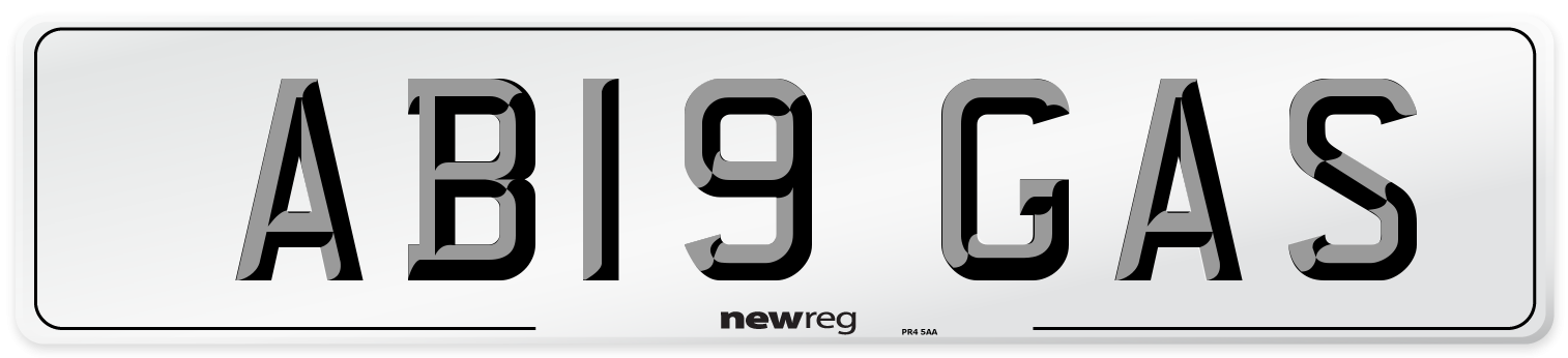 AB19 GAS Front Number Plate
