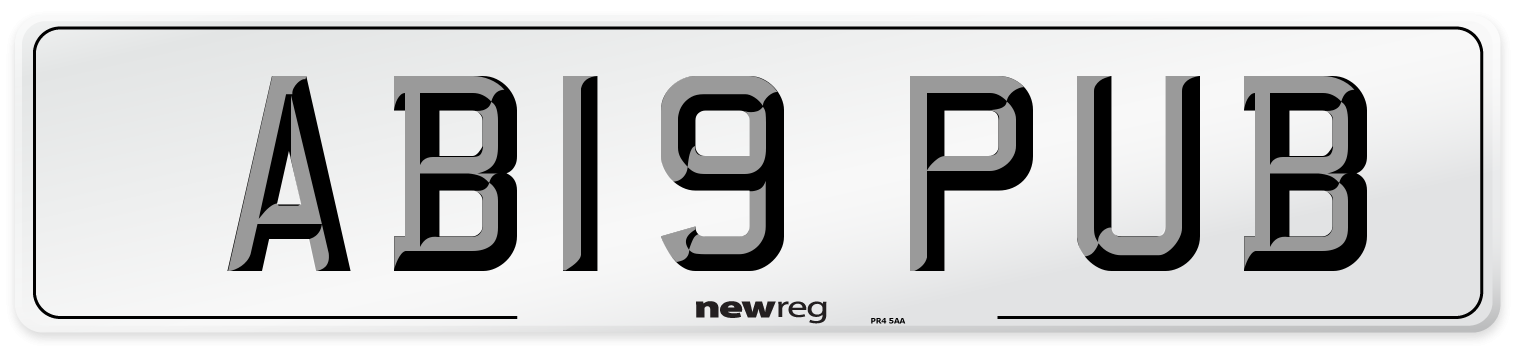 AB19 PUB Front Number Plate