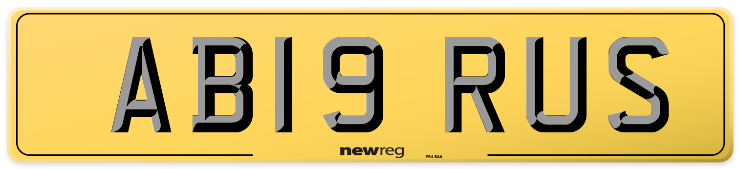 AB19 RUS Rear Number Plate
