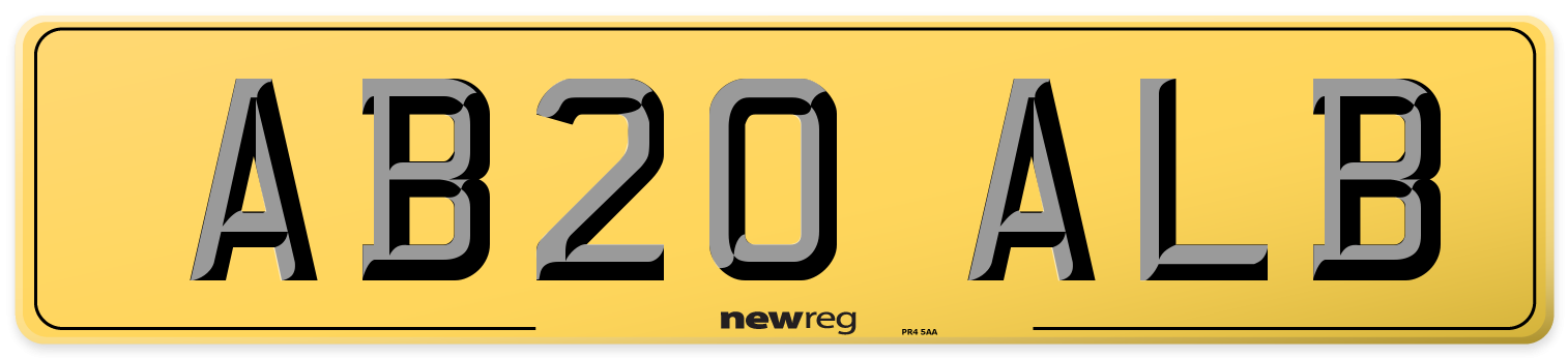AB20 ALB Rear Number Plate