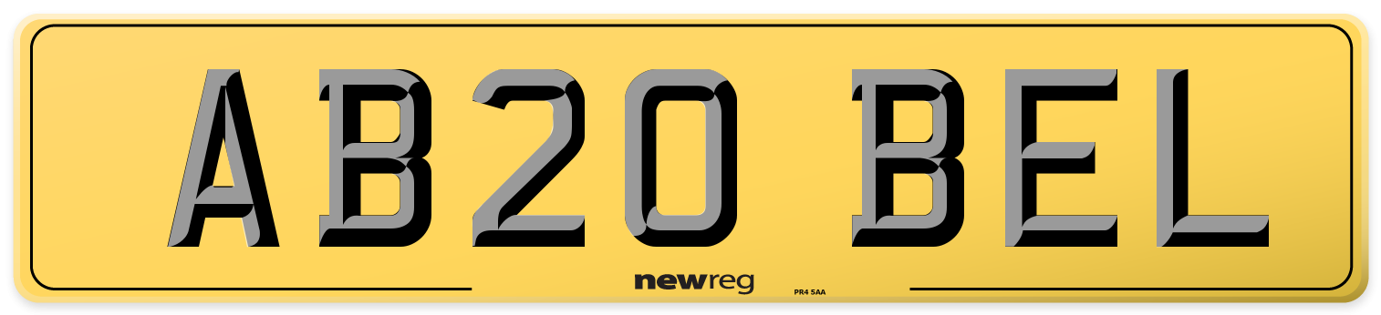 AB20 BEL Rear Number Plate