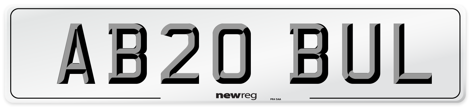 AB20 BUL Front Number Plate