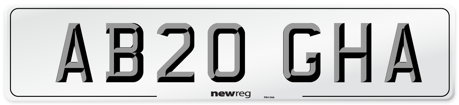AB20 GHA Front Number Plate
