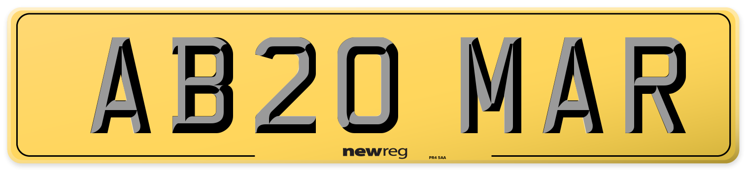 AB20 MAR Rear Number Plate