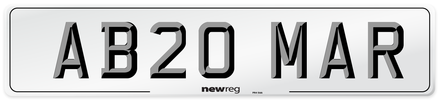 AB20 MAR Front Number Plate