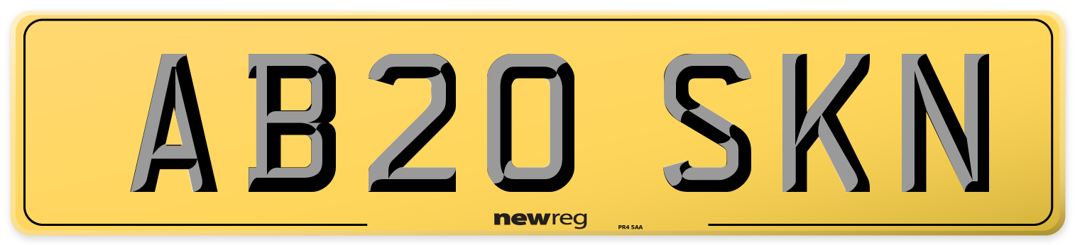 AB20 SKN Rear Number Plate