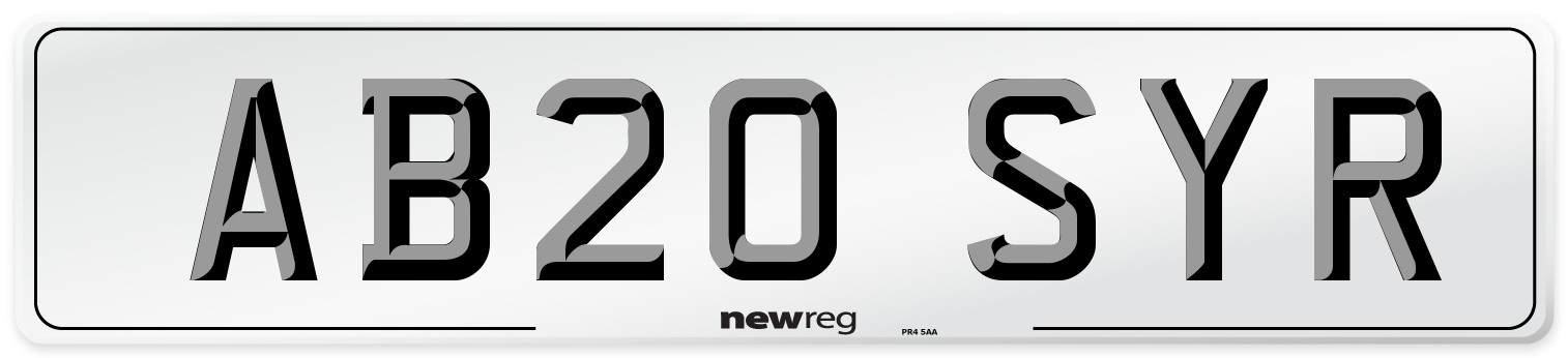 AB20 SYR Front Number Plate