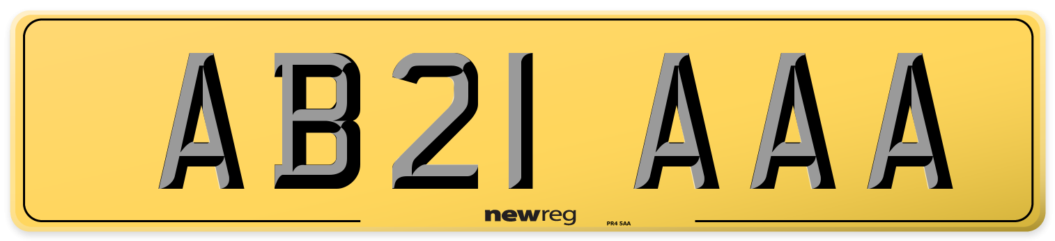 AB21 AAA Rear Number Plate