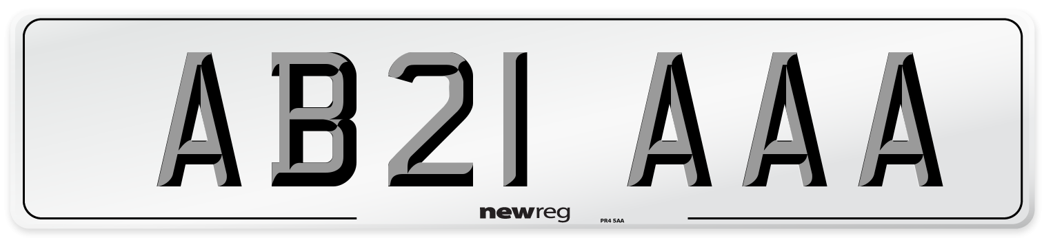 AB21 AAA Front Number Plate