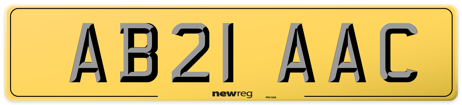 AB21 AAC Rear Number Plate