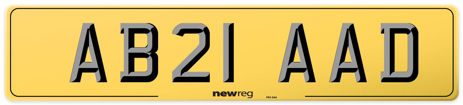 AB21 AAD Rear Number Plate