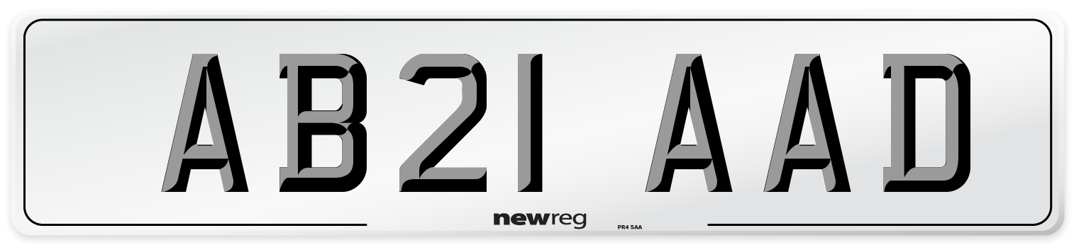 AB21 AAD Front Number Plate