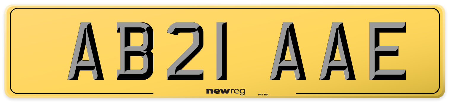 AB21 AAE Rear Number Plate