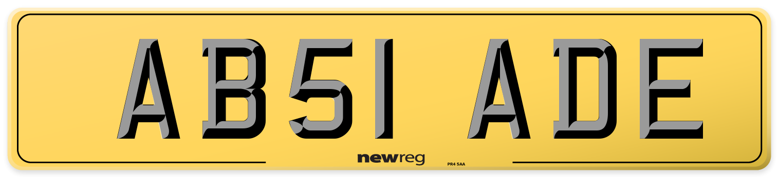 AB51 ADE Rear Number Plate