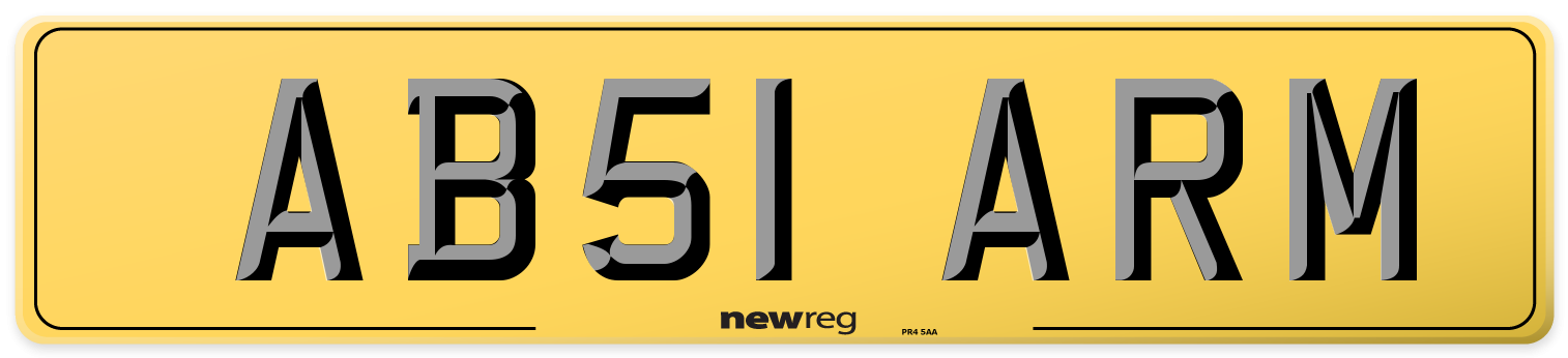 AB51 ARM Rear Number Plate