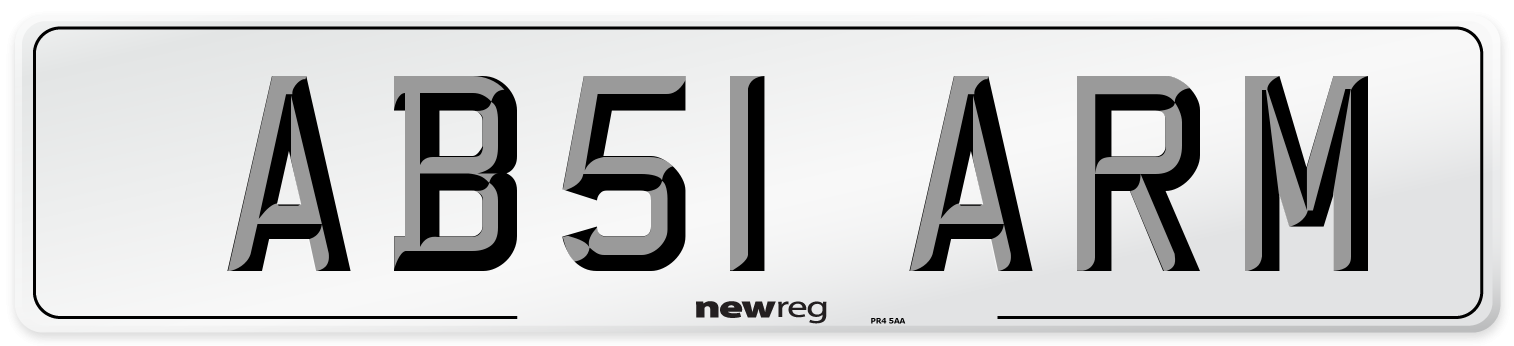 AB51 ARM Front Number Plate
