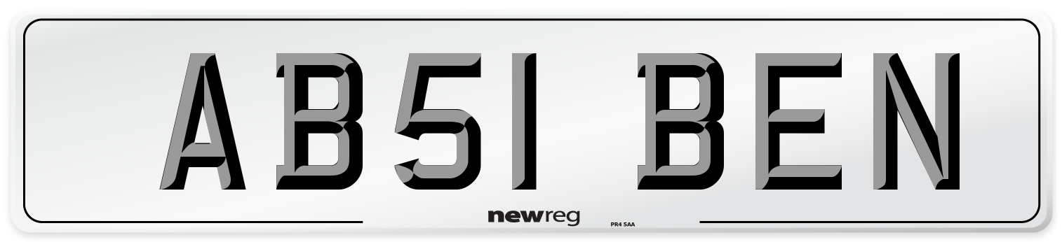AB51 BEN Front Number Plate