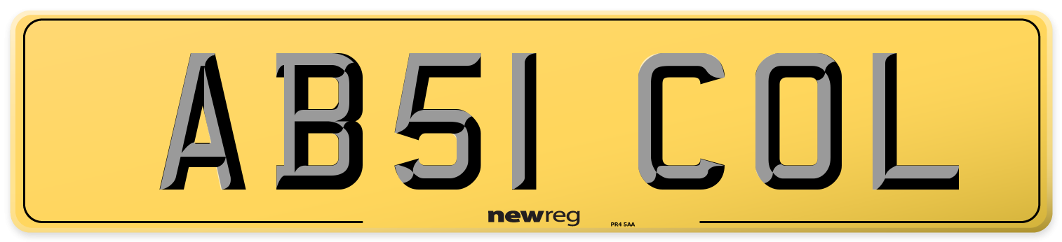 AB51 COL Rear Number Plate